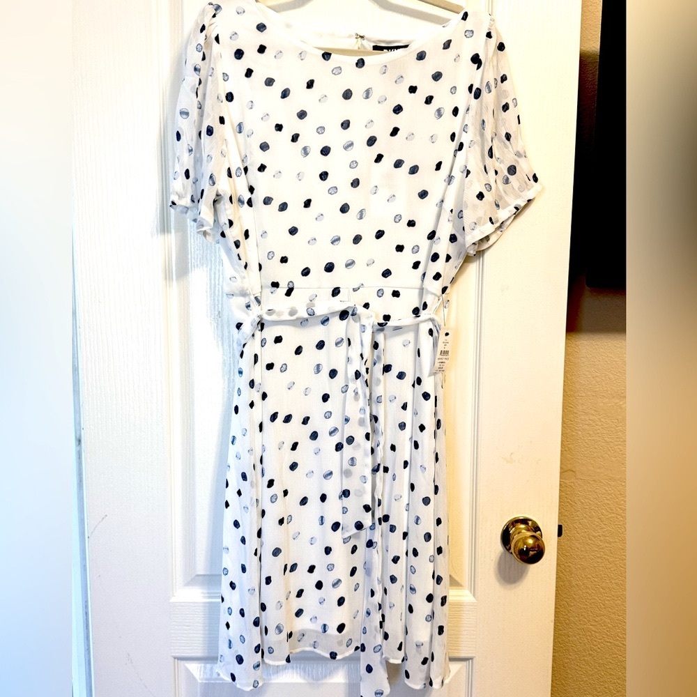 DKNY White and blue polkadot dress and NWT 16